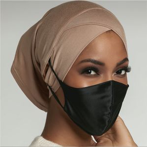 Hijabs Woman Beautiful Crossed forehead cap with pierced ears Turban Elastic Cloth Hat Ladies Muslim Womens Hijabs Scarf Cap 230426