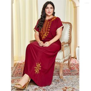 Abbigliamento etnico Plus Size Abayas Per le donne Musulmano Perline larghe Ricamo Maxi abito Turchia Kaftan Dubai Eid Ramadan Robe Jalabiya Caftan