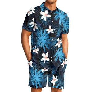 Men's Tracksuits Polynesian Tribal Samoan Totem Tattoo Samoa Prints Casual Breathable Plumeria Suit Quick-Dry Polyester Lapel Short Sleeve
