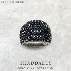 Solitaire Ring Black Pave Cocktail Ring Europe Style Fine Jewerly For Women Men Spring Vintage 925 Sterling Silver Gift 230425
