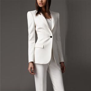 Ternos femininos Blazers brancos mulheres formais empresariais de escritório formal traje de roupa feminina feminina fit moda 2 peças Tuxedos personalizados fatos 230426