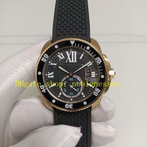 4 Style Real Photo Watch Mens W7100052 42mm 300m Black Dial Rose Gold Gummi Armband Asien 2813 Rörelse Mäns automatiska mekaniska klockor Män armbandsur