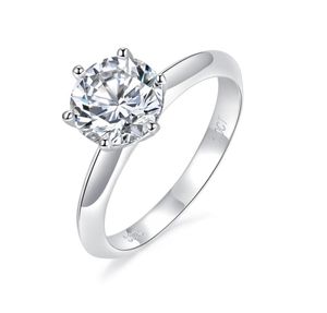 Anel de moissanite clássico de seis pinos, 1 quilate, anel de casamento feminino, prata esterlina 925, presente de luxo 9058828