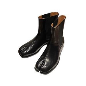 Tabi Split Toe Stitching Men Chelsea Boot Genuine Leather Man Black Boot Round Toe Man Woman Ankle Boot