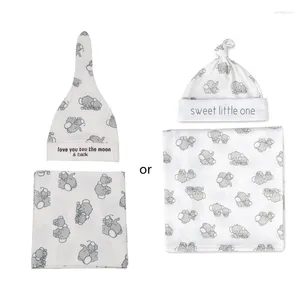 Одеяла из 2 предметов для новорожденных из микрофибры с шапочкой-бини, комплект с повязкой на голову, милое одеяло с цветочным животным принтом, детское одеяло для приема