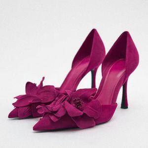 Scarpe eleganti Sepatu Wanita Musim Panas Keluaran Baru 2023 Pesta Hak Stiletto Ikatan Silang Sandalo Seksi Unik Renda Bunga Merah Solid 230425