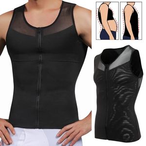 Shaper de barriga da cintura masculino masculino abdomen Shapewear Shapewear Belly Moldando camisas de compressão de ginecomastia com o treinador de cintura da zíper, top 231124