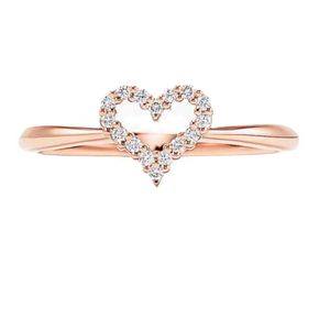 Marka projektanta Tiffnys Nowy pusty pierścień serca Moda prosta netto czerwony różowy diament w kształcie logo z logo