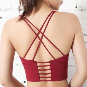 Roupas de ginástica A beleza oca Back esportes roupas íntimas de roupas íntimas femininas à prova de choques coletados coletores de coletes de coletor de coletor de coleta de coleta de coleta de seco rápido