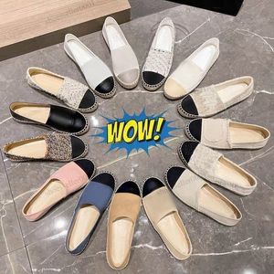 Luxus Espadrilles klassische Freizeitschuhe Cap Toe Frühling für Frauen Sommer flache Strand halbe Hausschuhe Frau Leder Loafer Fischer Segeltuchschuh Sneaker w 82Tr #