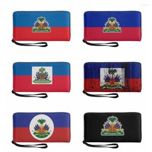 Geldbörsen Nopersonality Trend Leder Geldbörse Kartenhalter Geldbörse Frau Haiti Flagge Patriotische Marke Design Party Lange Clutch Portemonnaie