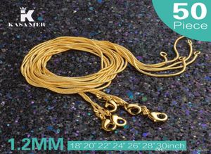 Kasanier 50 peças corrente de ouro 1.2mm 16-30 polegadas para mulheres joias fashion podem ser personalizadas colares de ouro amarelo preço de fábrica 9939102