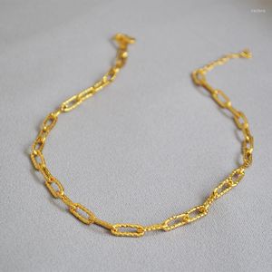 Catene WT-BFN013 Collana a catena a maglia intagliata con motivo grande all'ingrosso 18k oro reale placcato in ottone metallo semplice gioielli per veicoli 10 pezzi