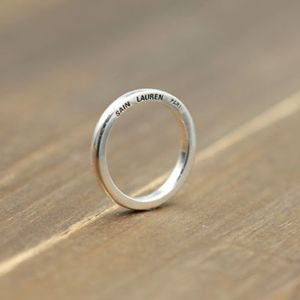 S925 Sterling Silver Ring Fashion Versatile Simple Glossy Letter Temperament Printing Ring Finger Couple Jewelry Gift for Lovers