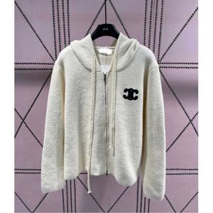 Ce Early Autumn New Triumphal Arch Embroidered Pattern Hooded Loose Zipper Cardigan Coat Simple And Versatile Warmth