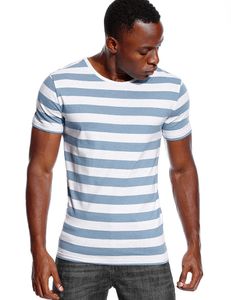 T-Shirts für Herren Gestreiftes T-Shirt für Männer Gleichmäßig gestreiftes Hemd Herrenoberteile T-Shirts Schwarz und Weiß Blau Kurzarm O-Ausschnitt Baumwolle T-Shirts Unisex 230426