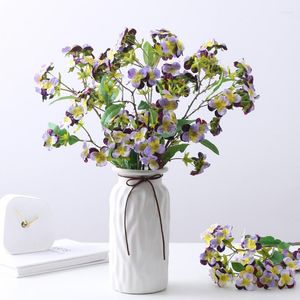 Fiori decorativi Htmeing Rami di viole del pensiero artificiali Steli Seta Farfalla finta Fiore di orchidea Home Office Decorazione di nozze