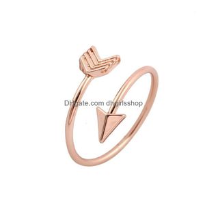 Группа кольца мода Sier Gold Crown Ring Open Arrow для женщин, мужчины, друг друга, украшения, выпрыгните, DHHVH