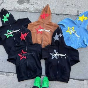 Men's Hoodies Sweatshirts star letter printing Vintage 2000S zipper hoodie high street fashion Y2K Punk clothes Harajuku casual Women sweatshirt Y23