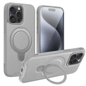 Magnetständer Leder Max für Magsafe Cover Metalllinse Telefonrückseite Hülle für iPhone 15 Pro Plus