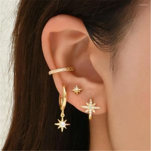 Hoopörhängen Lennik Trendy 7st Mix Blinging Star Dangle Ear Cuff Set Cubic Zircon Diy Stud for Women Trend smycken