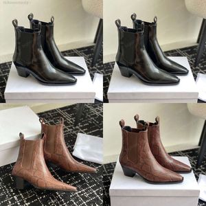 Toteme designer buty damskie skórzane buty bojowe nagie luksusowe designerskie buty sukienki buty martin buty motocyklowe mody kwadratowy piętę w kształcie czarnej kostki b