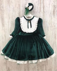 Abiti da ragazza 1 12Y Baby Girl Autunno Inverno Velluto verde Vintage Abito da ballo principessa turco spagnolo per Natale Eid P ography 231124