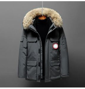 10A高品質のダウンジャケットレディースアンドメンズミディアムレングス冬の新しいカナダスタイルは恋人の作業服を克服します厚いガチョウダウンジャケット男性