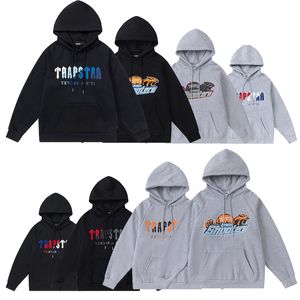 Erkek Trapstar Hoodie Trailsuit Set Tasarımcı Nakış Mektubu Lüks Siyah Beyaz Gri Gökkuşağı Renk Yaz Sporları Moda Pamuk Ceket Beden S M L XL