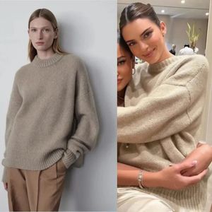Kvinnors tröjor Ther0W Pullover 2023 Autumnwinter Kendall Samma klassiska BASIC Cashmere Blend Loose Wide Knit tröja 231124