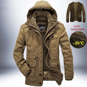 Men s Down Parkas Parkas Outdoor Windbreaker Winter Jacket Män Tjock Varm Herrkvalitet Cashmere Liner Löstagbar 2 i 1 Multi Pocket Coats 231124