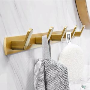 Towel Racks Gold Brushed Robe Hook Coat Hook Towel Hanger Wall Hooks Bathroom Hardware Hook Door Hooks 231124