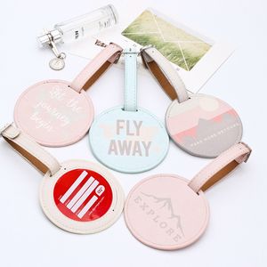 PU Round Luggage Tag Letters Print Airplane Baggage Boarding Pass Suitcase Label Tag ID Address Holder Travel Accessories