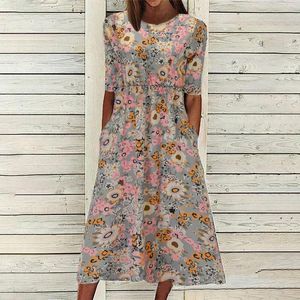 Casual Dresses Dress for Women Plus Size Loose Bohemian med fickor Långa maxi -klädkvinnor