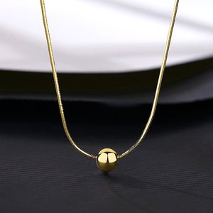 Den senaste trenden Small Gold Ball Pendant Necklace Women's Fashion Luxury Brand Plated 18k Gold Snake Chain Halsband Kvinna S925 Silver Collar Chain High-End smycken