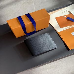 Homens de couro de couro curto bolsas de dinheiro clipe de crédito dólar do dólar Balck Color Wallets titular para homem com box297v