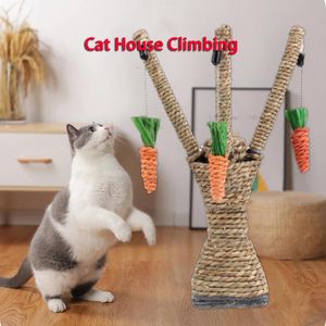 Scratchers marchewka Pet Cat Scraper Cat Tree House Ramka wspinaczkowa Po dekoracji interaktywna wieża drzewa Pet Cat Scratch Board Toy Meble