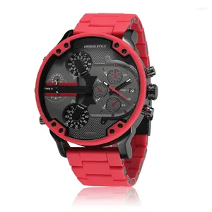 Bilek saatleri lüks erkekler relogio maskulino sporu büyük kadran dz izler Montre Homme Full Steel Business Quartz Man Re