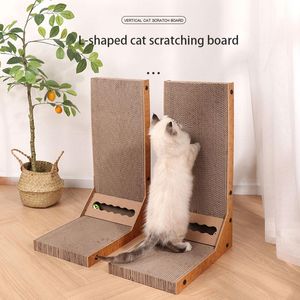 Suprimentos destacável gato scratcher placa em forma de l raspador de gato arranhando post para gatos moagem garra escalada brinquedos produtos de móveis para animais de estimação