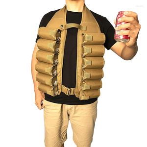 Jaquetas de caça 12 Pack Drink Bandolier Bandolier CAN Holster de Soda Belt com Inside Money Funny BBQ Party