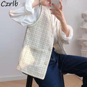 Gilet Gilet Donna Moda Plaid Senza maniche Bottoni Stile giapponese Donna Allmatch Ragazze Streetwear Capispalla primaverile Cappotti Chic femminile