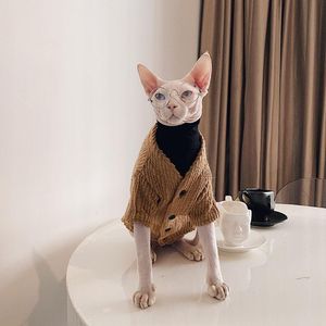 服のエレガントな秋の冬の冬のセーターは毛のない猫の服スフィンクン厚いペットの衣装猫衣装温かいカーディガンスフィンクス猫の服