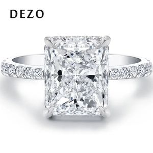 Trouwringen DEZO Solitaire Verlovingsringen 4ct Radiant Cut D Kleur Solid 925 Sterling Zilver Dames Bruiloft Sieraden Geschenken 231124