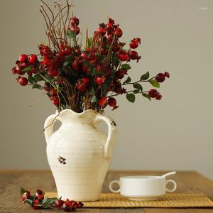 Decorative Flowers 40cm Pomegranate Fruit Bouquet Fake Plants Artificial Stamens Red Berries For Wedding Christmas Decoration