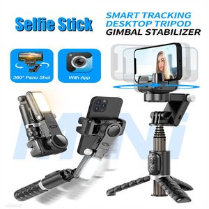 Tripods Roreta New Uniaxial Gimbal Stabilizer Tripod Foldable Wireless Selfie Stick Monopod Stabilizer With Bluetooth Shutter Fill Light J230427