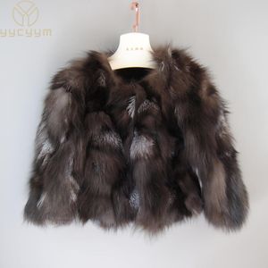 Pelliccia di marca Vendita calda Moda Cappotto di pelliccia reale Stile corto Donna Inverno Vera pelliccia di volpe argentata Cappotti Donna Calda giacca di pelliccia di volpe naturale al 100%