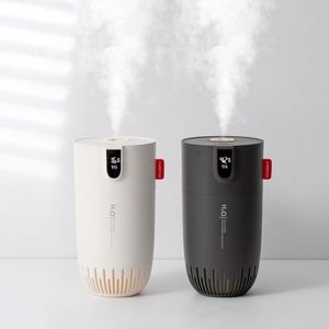 Humidifiers Wireless Air Humidifier USB Aromatherapy Diffuser with LED Warm Lamp Smart Battery Digital Display Portable Mini Car Mist Maker 230427