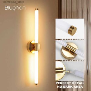 Wall Lamps Designed Led Wall Lamp 400 550mm Wall Light Sconces Double Lampshade Up Down Bathroom Wall Lighting Fixture Golden Picture Light Q231127