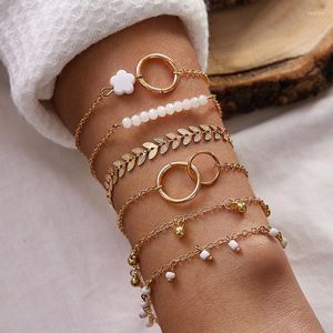 Charm Bracelets Bohe Shell Butterfly For Women Charms Geometry Star Beads Crystal Opening Multilayer Bangle Set Party Jewelry