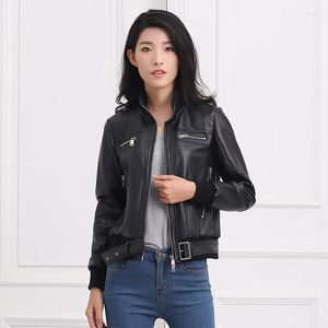 女性の革の本物のジャケット女性2023本物のシープスキンコート韓国ストリートウェアスリムなジャケットChaqueta Mujer YFN-1515 YY436